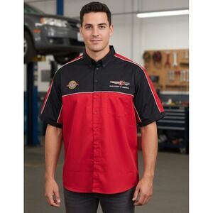 Ash City Button Up Mens Mechanic Shirt Association of America Red Black Size 3XL